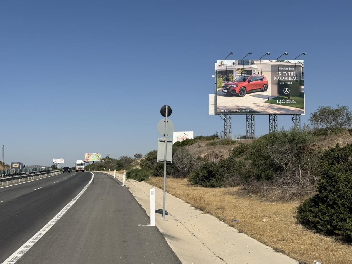 Giant PISA Highway board on the Nicosia–Limassol highway