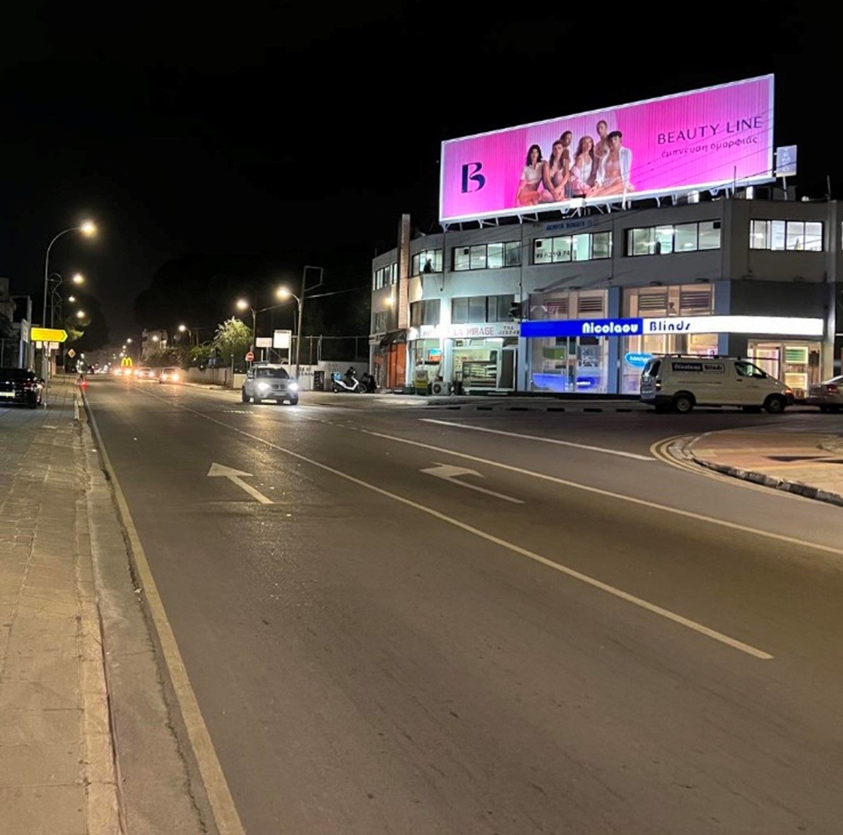 TEMCO billboard — Nicosia, at night